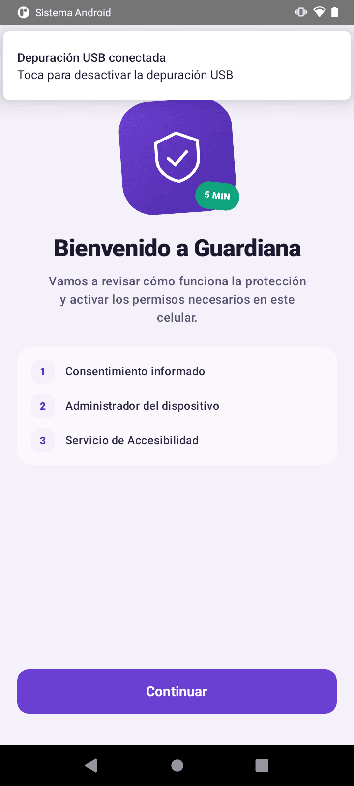 Pantalla de bienvenida del asistente con el resumen de los pasos.